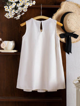 Girls Small Size Apricot Sleeveless Dress With Big Bow, Simple & Elegant Children Formal Dress, Summer Design